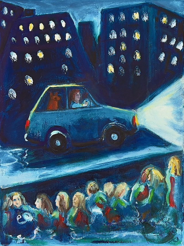  Driving Through The City At Night | Oil on Canvas | 30 x 40  cm | $490 
